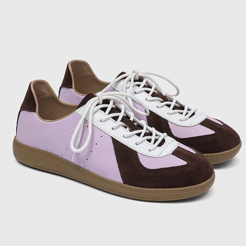 Clean Contrast Lace-Up Sneakers