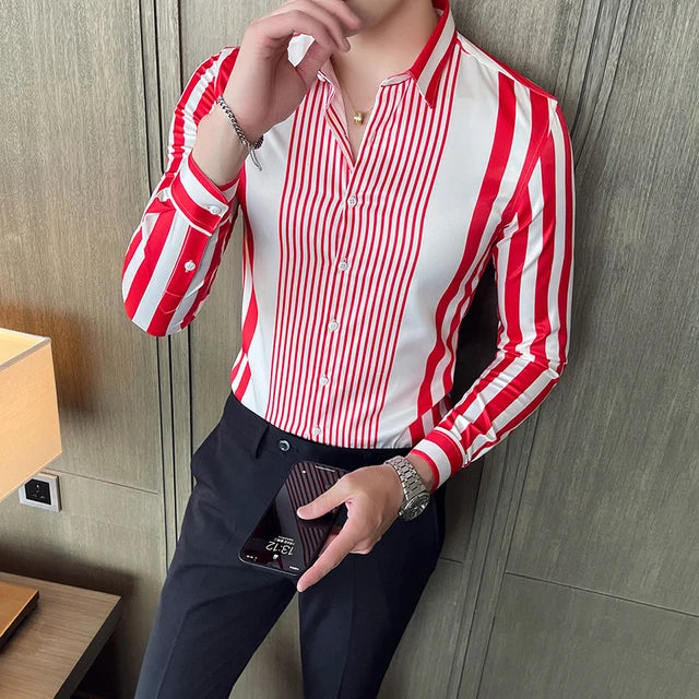 Casual Striped Contrast Slim Fit Shirt