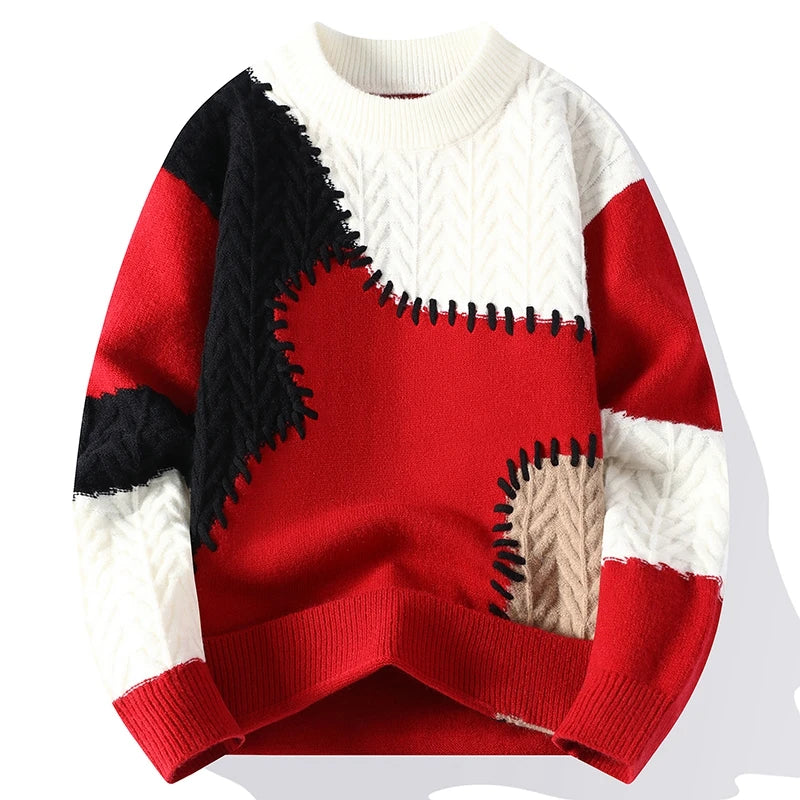 Color Blocked Patchwork Stitched Sweater