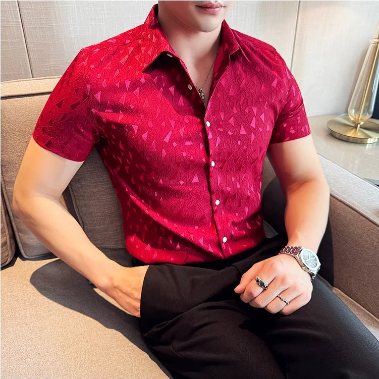 Geometric Slim Fit Single Breasted Shirt