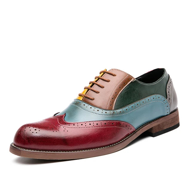 Patchwork Color Platform Brogue Shoes