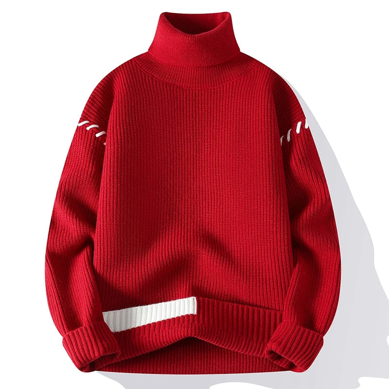 Casual Outside Stitched Turtleneck Sweater