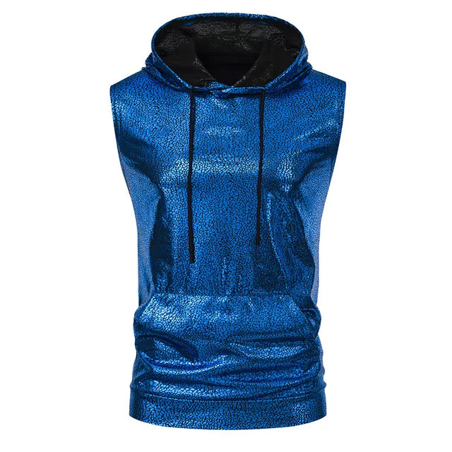 Snake Pattern Metallic Hooded Tank Top