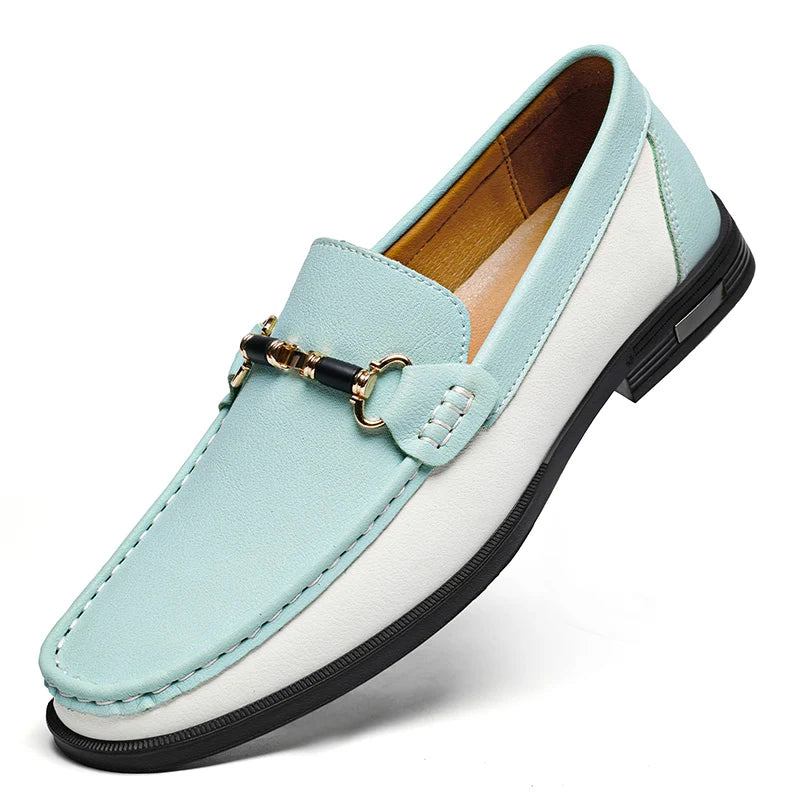 Metal Appliqués Split Leather Loafers