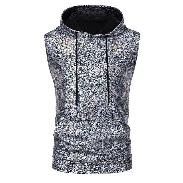 Snake Pattern Metallic Hooded Tank Top