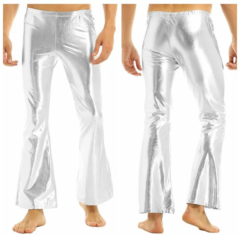 Shiny Metallic Disco Flare Pants