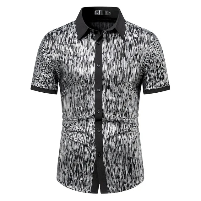 Shiny Party Metallic Short Sleeve Shirt