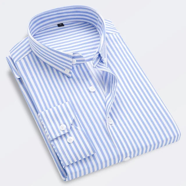 Striped Cotton Microfiber Long-Sleeve Shirt