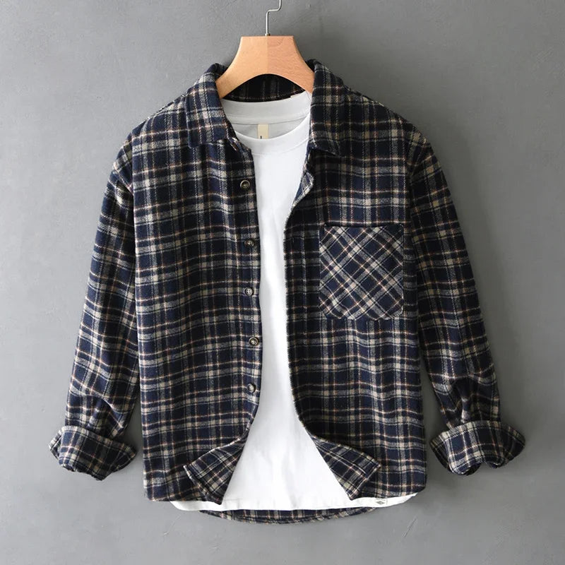 Loose Striped Plaid Long Sleeve Shirt