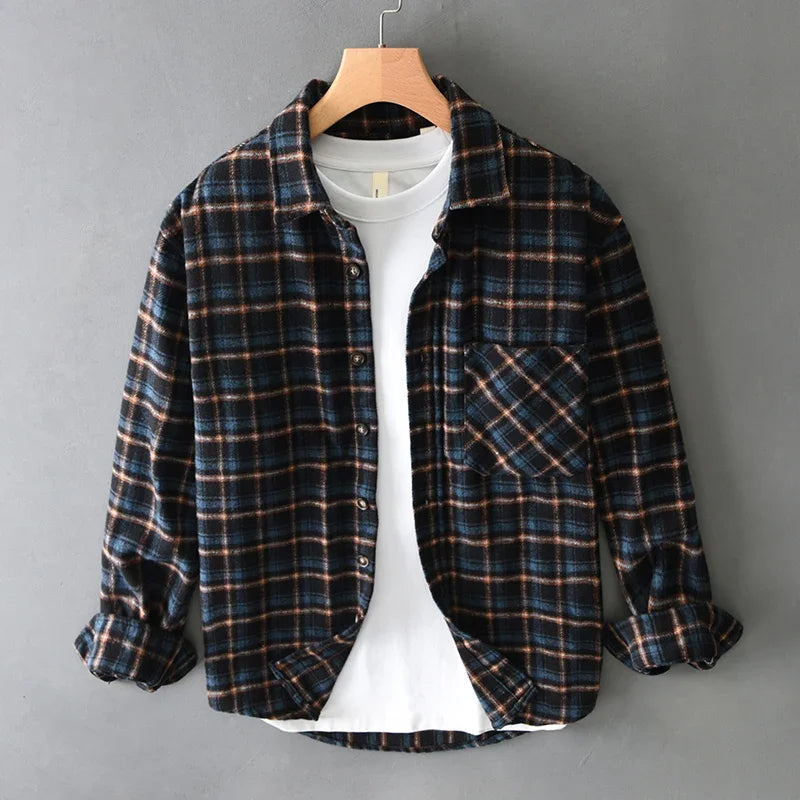 Loose Striped Plaid Long Sleeve Shirt