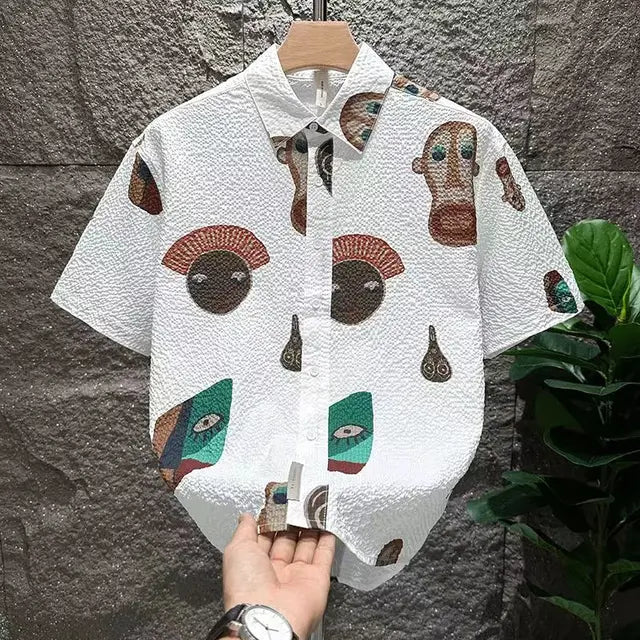 Solid Graphic Printed Loose Shirt