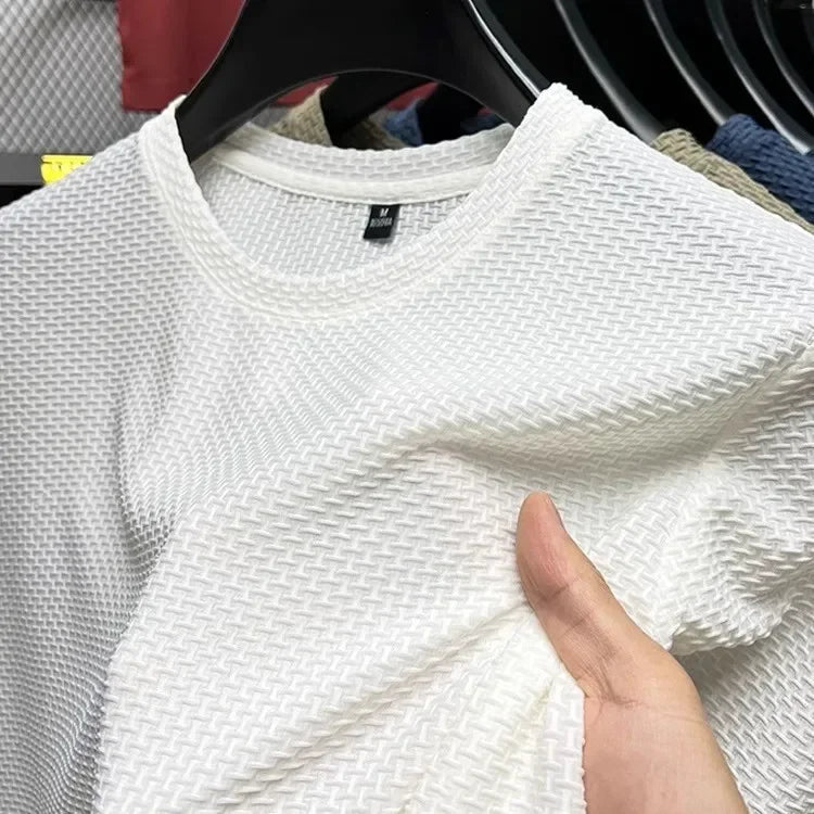 Premium Waffle Texture Crew Neck T-Shirt
