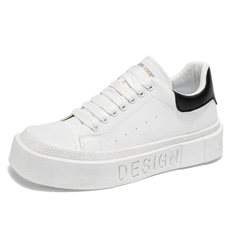 Comfortable Leather Low-Cut Platform Sneakers