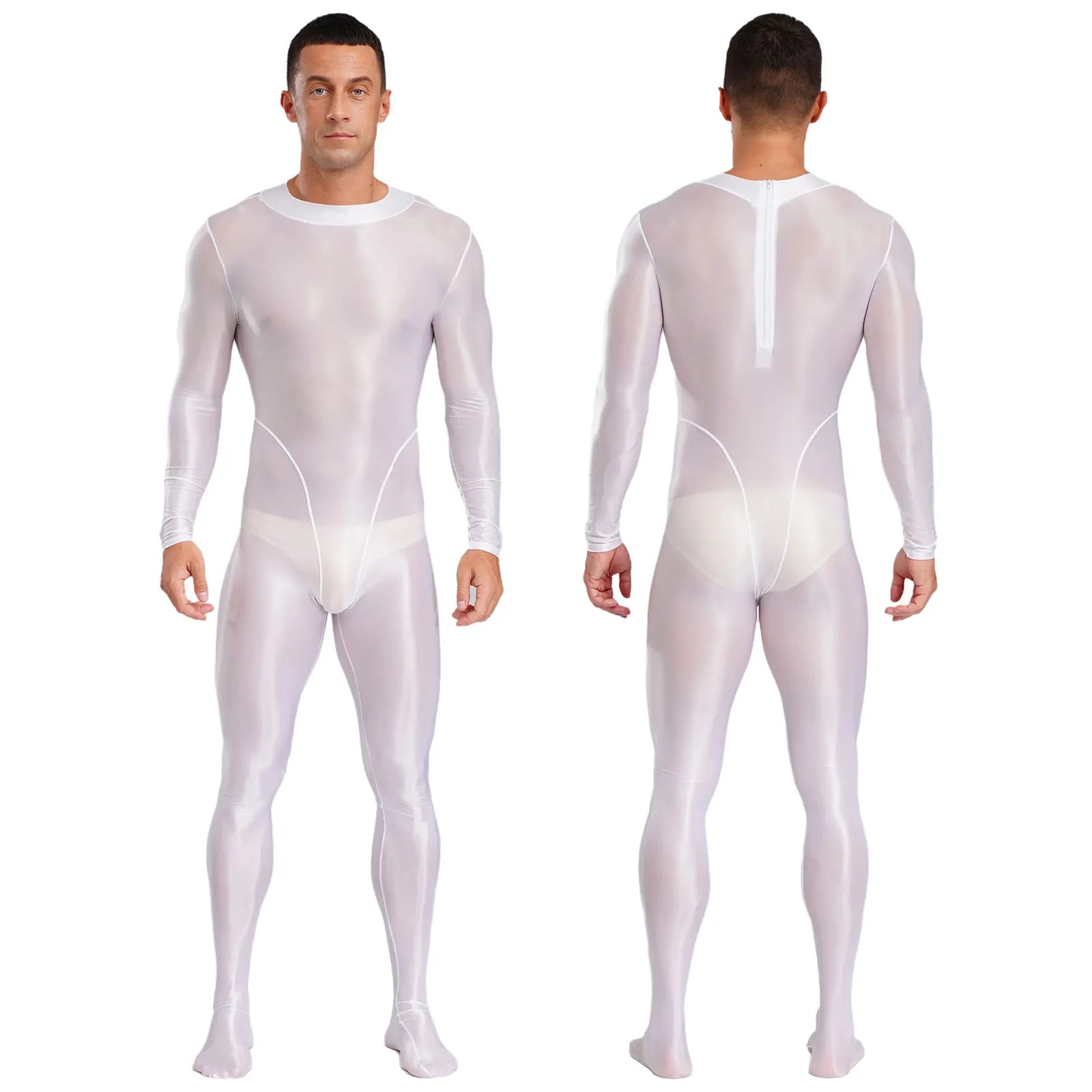 Long Sleeve Smooth Glossy Jumpsuit