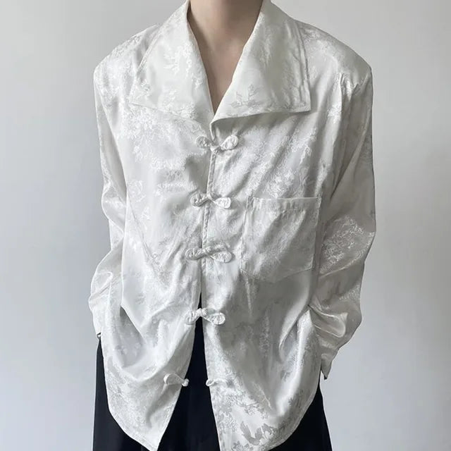 Solid Shoulder Pad Jacquard Shirt