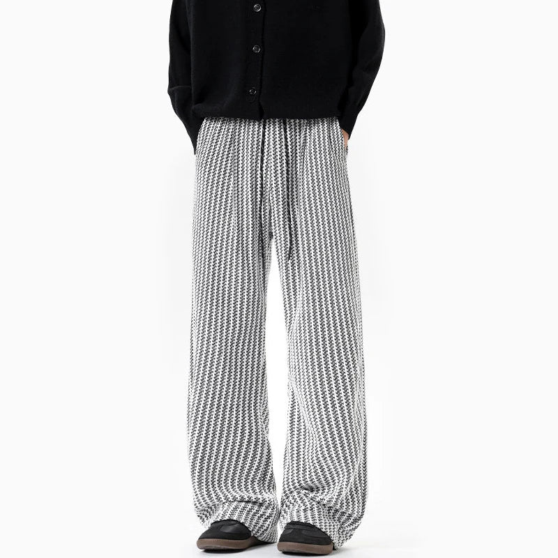 Striped Loose Drawstring Elastic Waist Pants