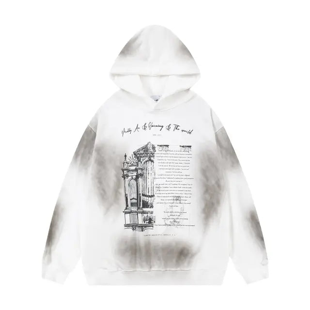 Vintage Spray Painted Cotton Polyester Hoodie