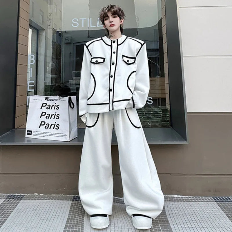 Covered Edge Design Loose Pants Set