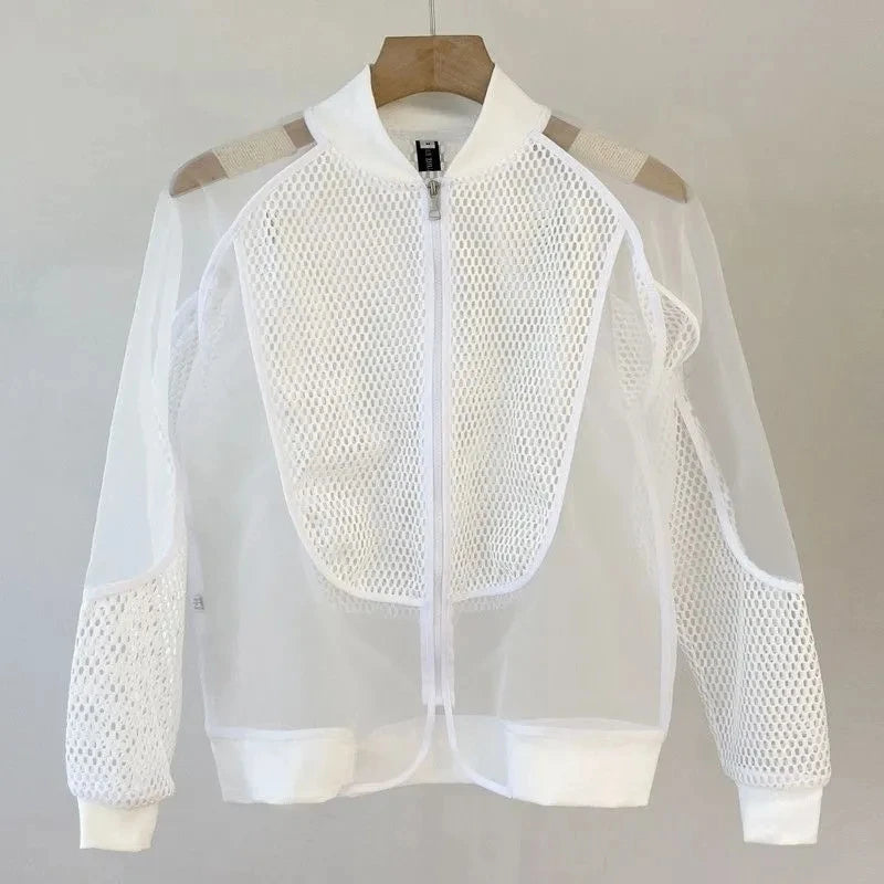 Mesh Patchwork Flower Hollow Out Jacket