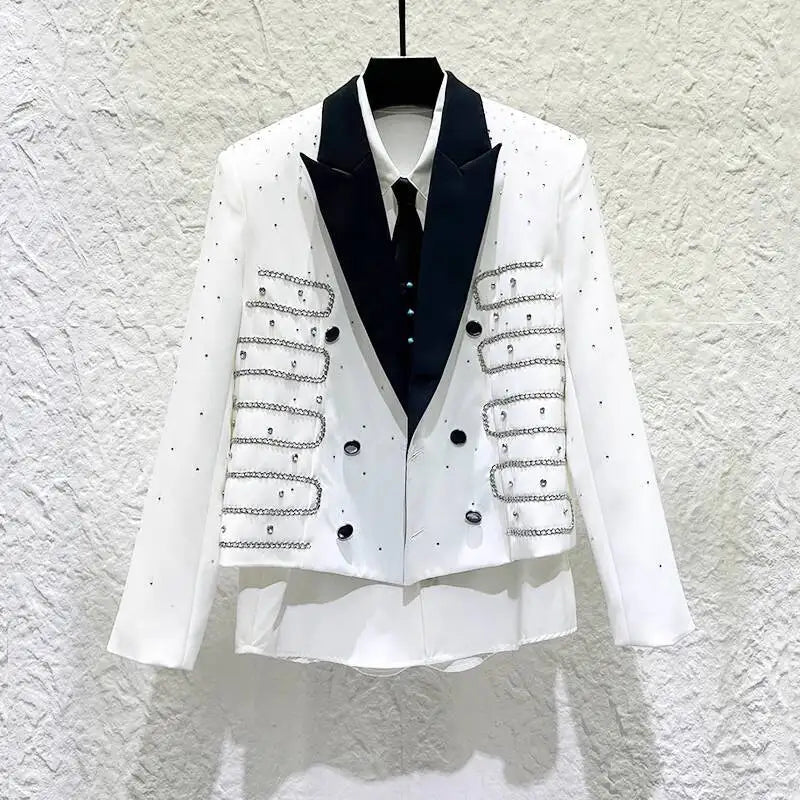 Rhinestone Chain Design Fashion Blazer