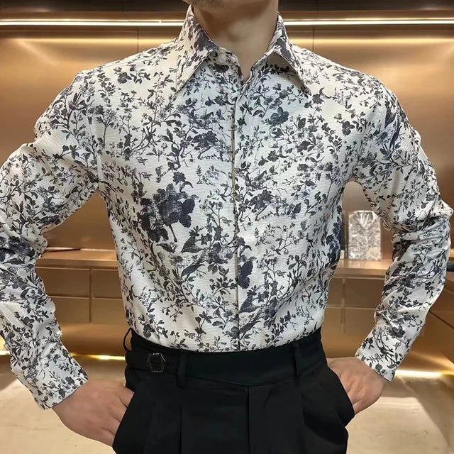 Solid Base Vintage Floral Printed Shirt