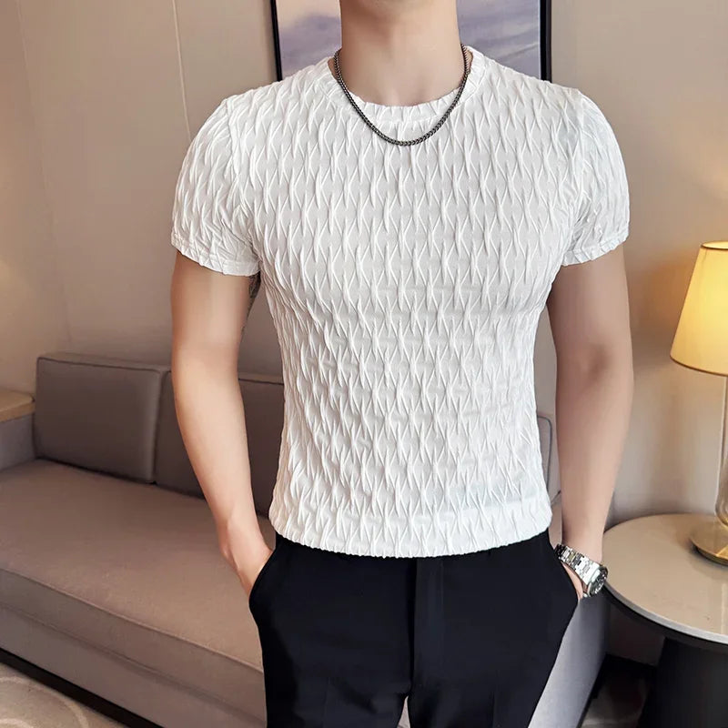 O-Neck Slim Fit Elastic Casual T-Shirt
