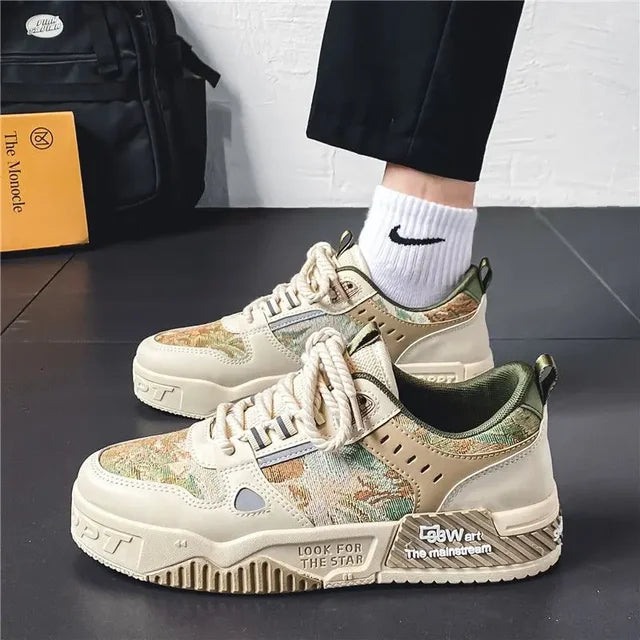 Colorful Forest Color Print PU Sneakers