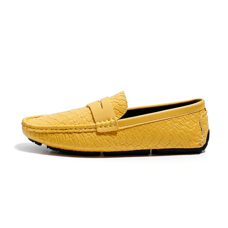 Woven Split Leather Multicolor Loafers