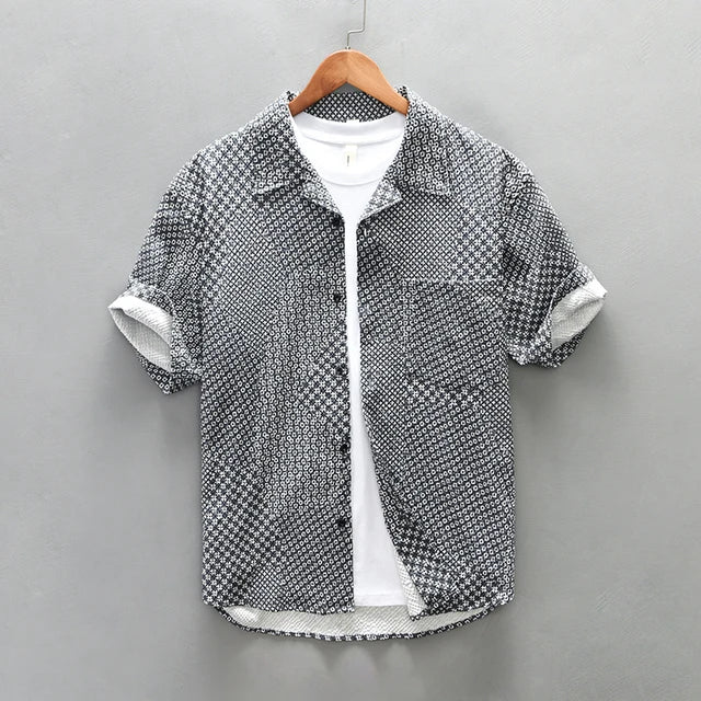 Plaid Patchwork Short Sleeve Shirt