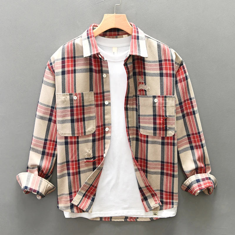 Vintage Colorful Plaid Loose Shirt