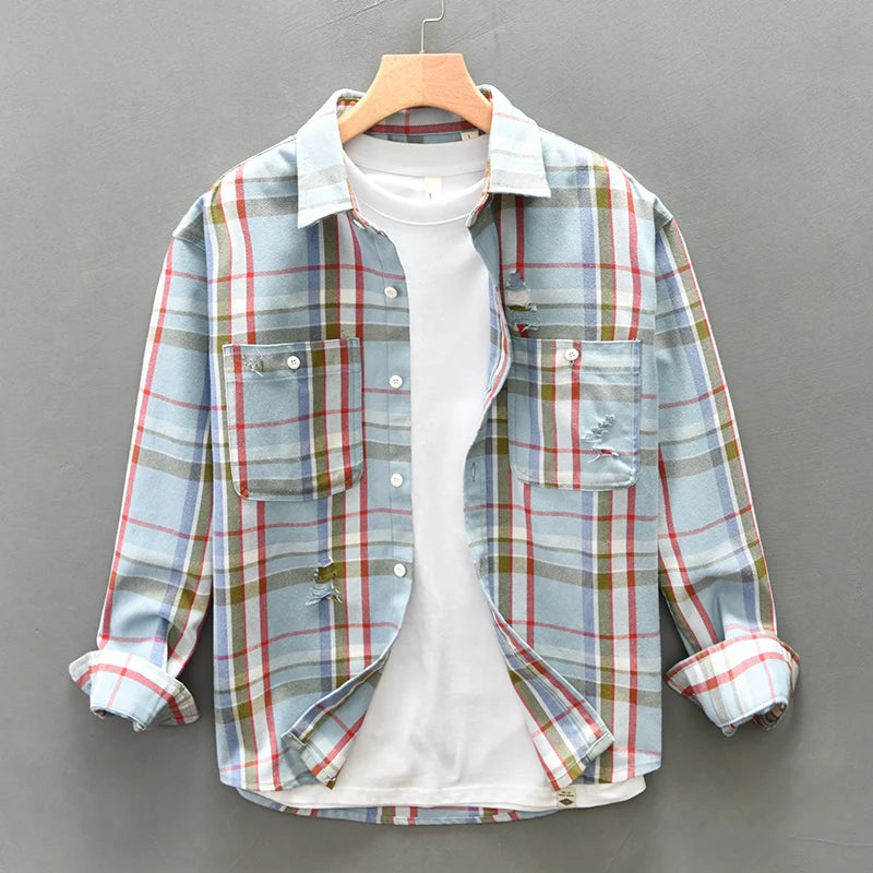 Vintage Colorful Plaid Loose Shirt