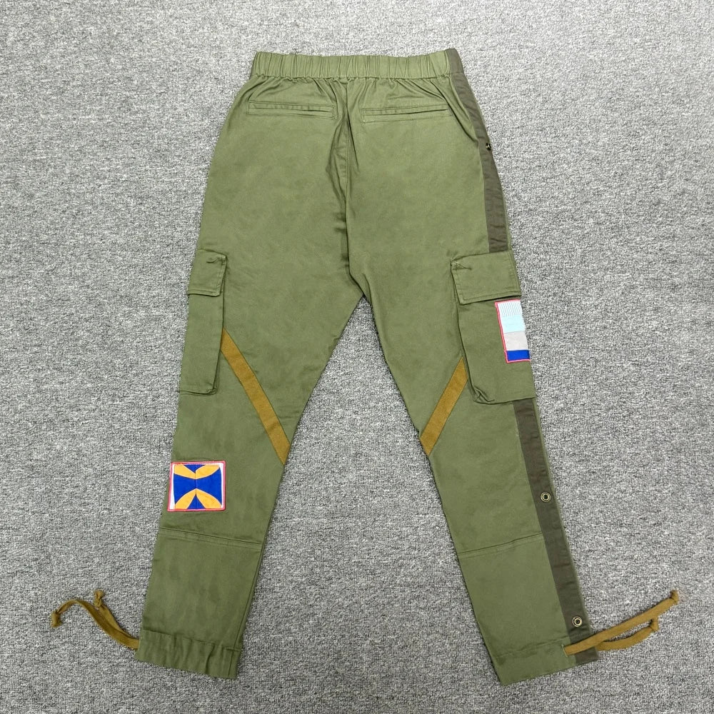 Solid Patches Embroidery Cargo Pants