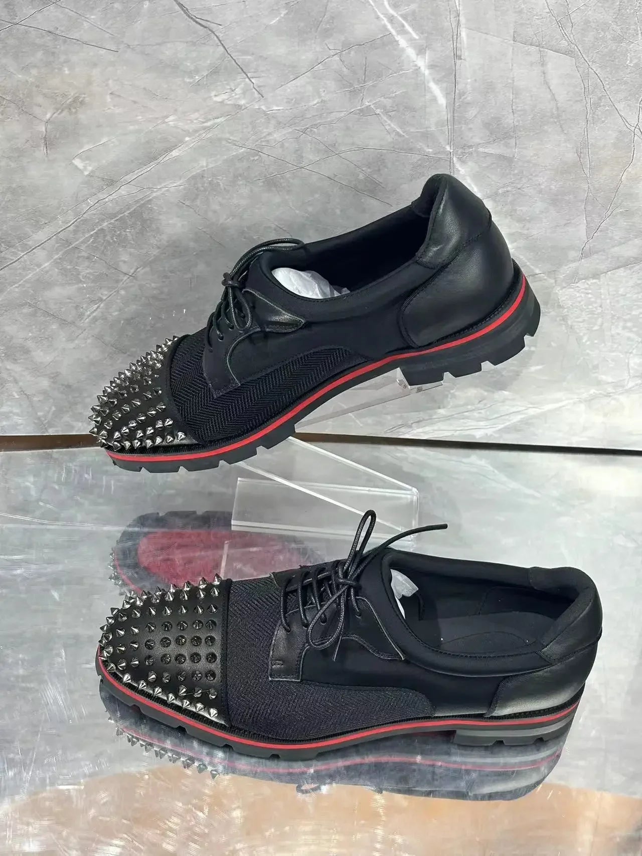 Studs Spike Round Toe Loafers