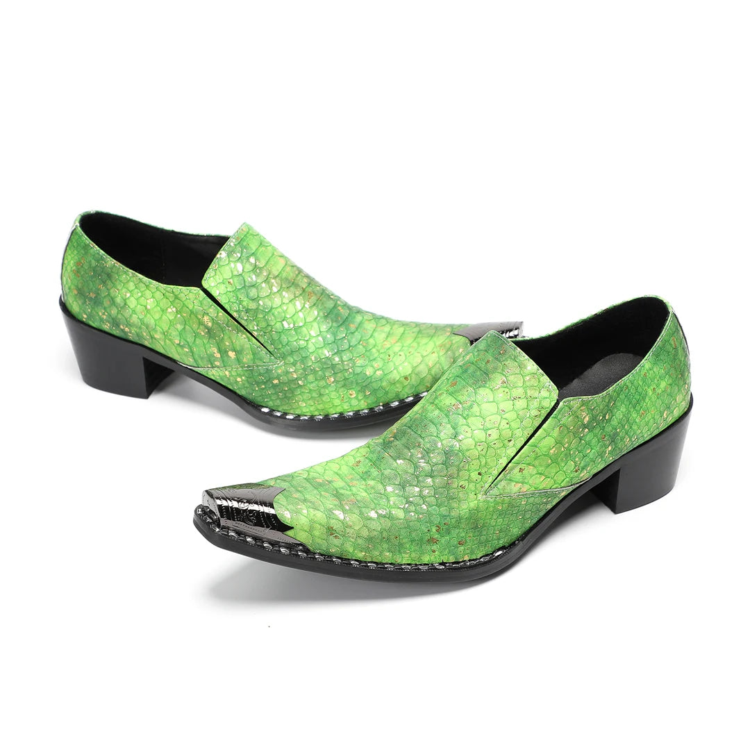 Bright Green Neon Color Leather Shoes