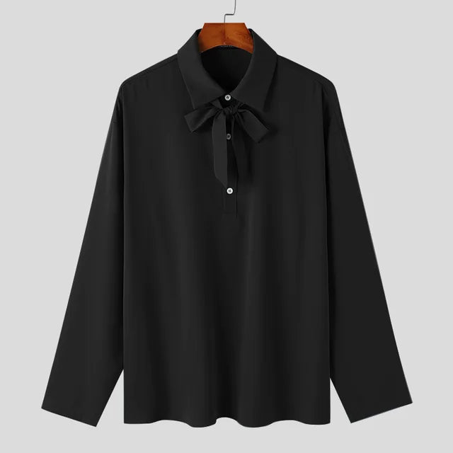 Solid Color Bow Knot Polo Shirt