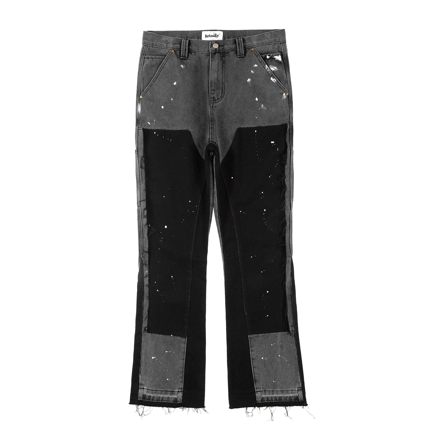 Patches Splashed Ink Black Flared Jeans