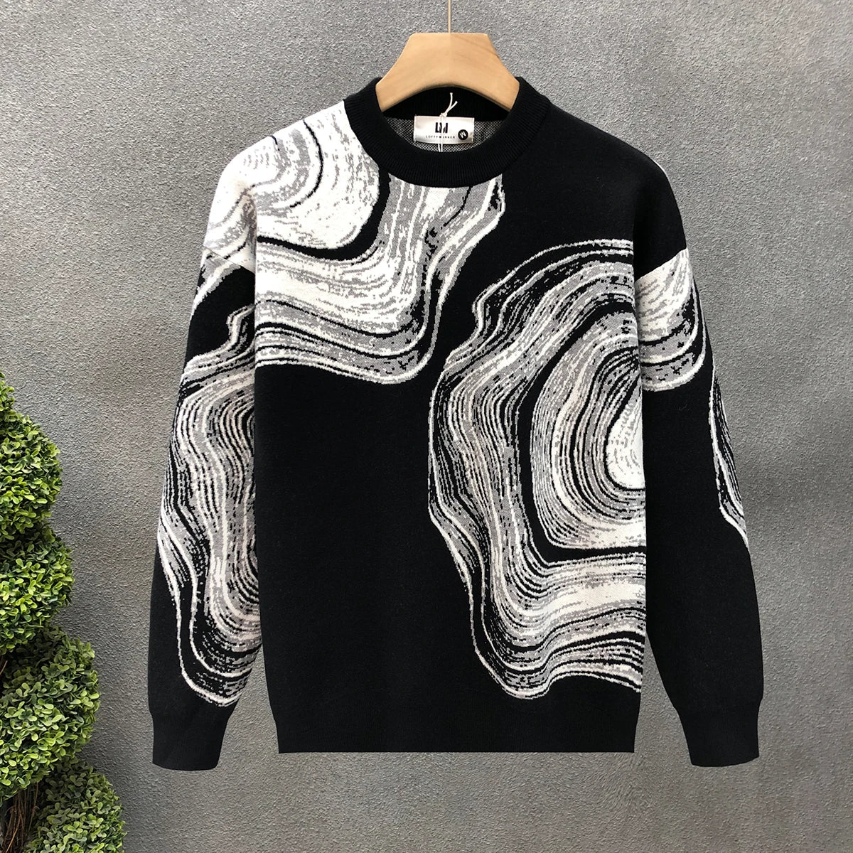 Pattern Abstract Contrast Knitted Sweater