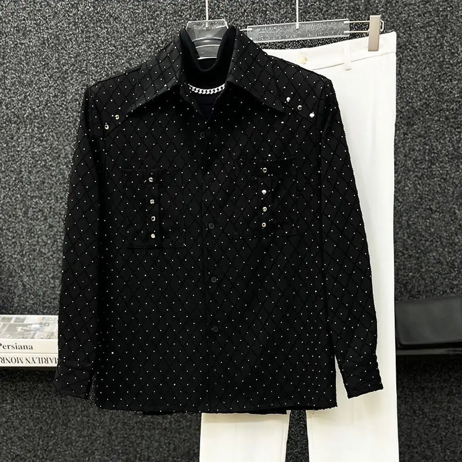 Black Midnight Quilted Stud Shirt