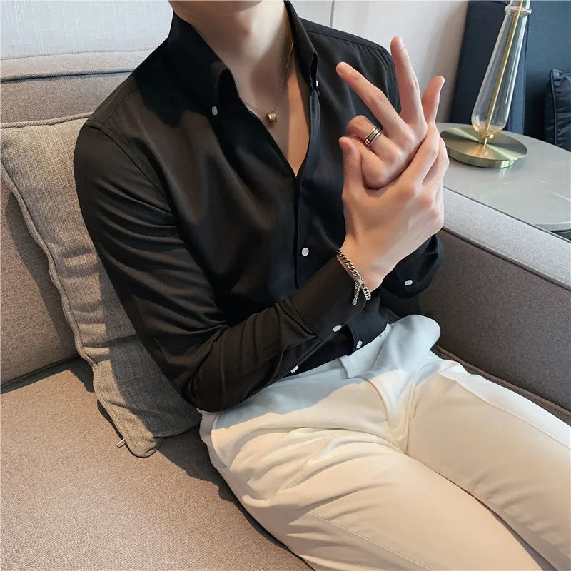 Wrinkle-Free Slim-Fit Solid Men's Shirt