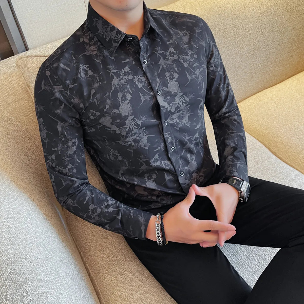 Men's Floral Slim-Fit Shirt