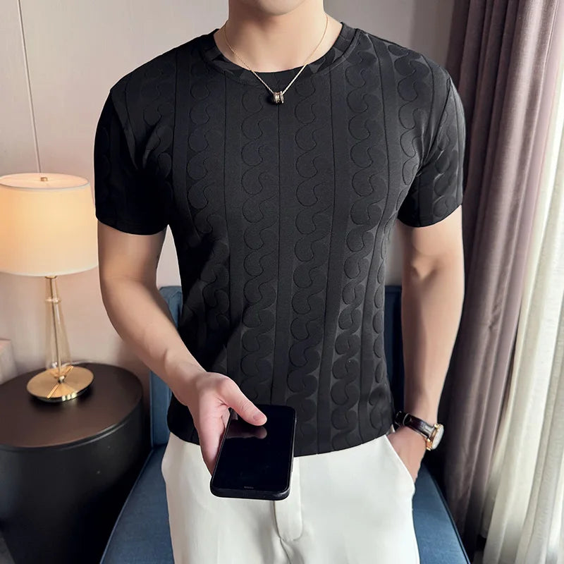 Casual Round Collar Geometric T-Shirt