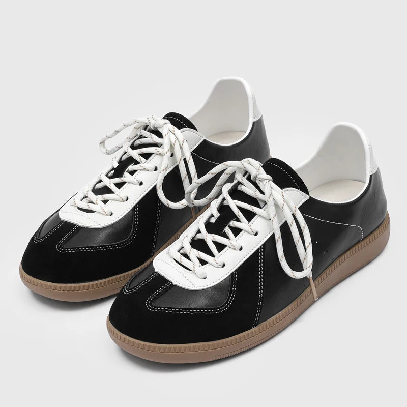 Clean Contrast Lace-Up Sneakers