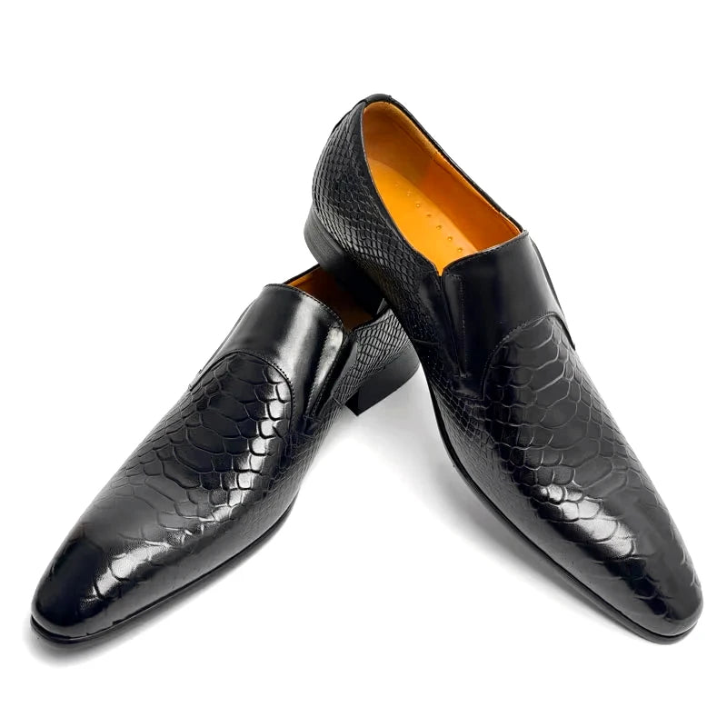 Fashions Slip-On Buckle Leather Shoes