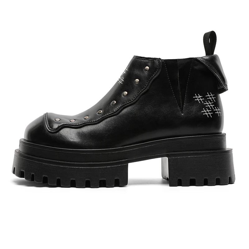 Punk Style Metal Zipper Ankle Boots