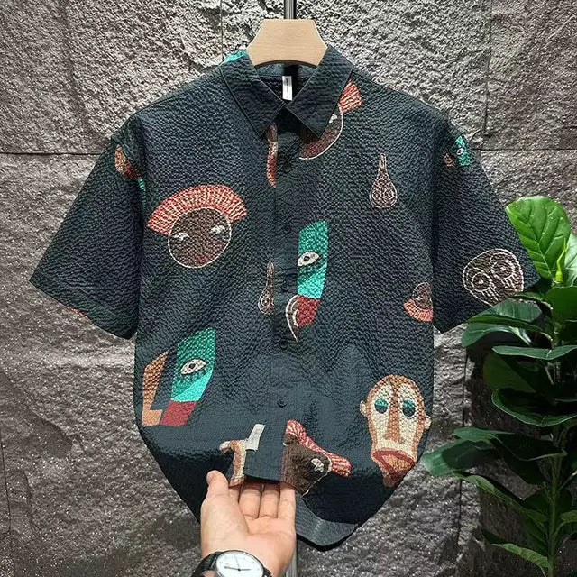 Solid Graphic Printed Loose Shirt