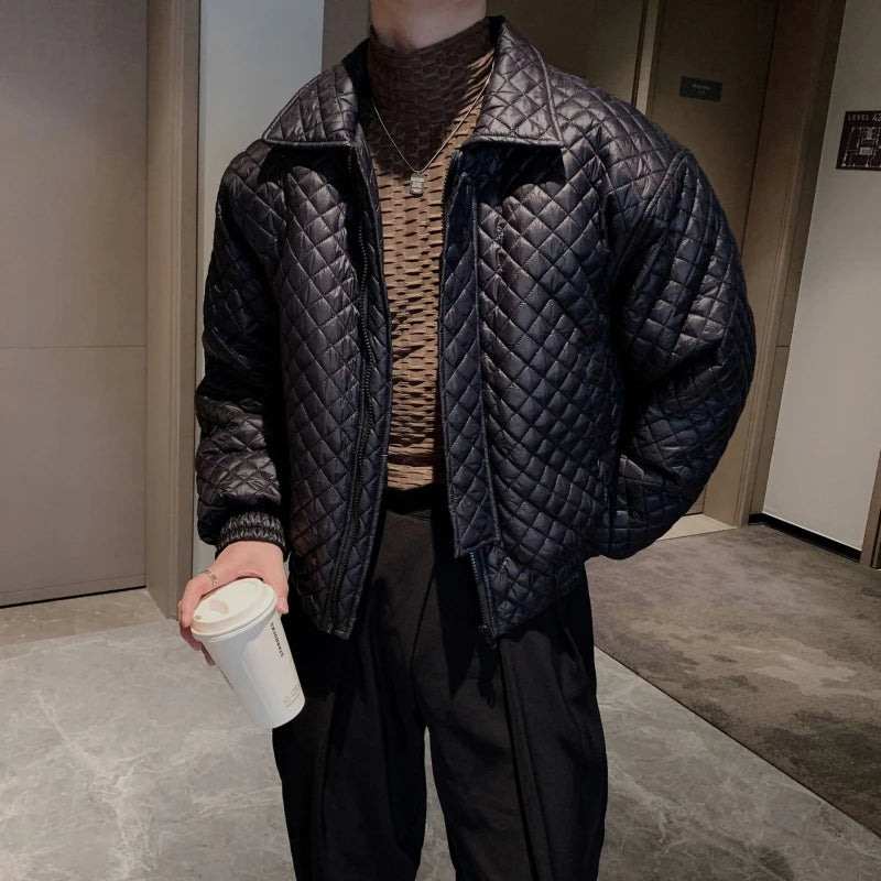 Lattice Pattern Thickened and Warm Jacket