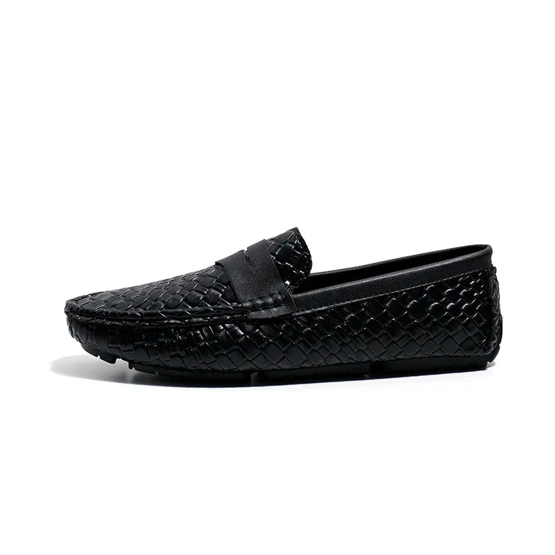 Woven Split Leather Multicolor Loafers