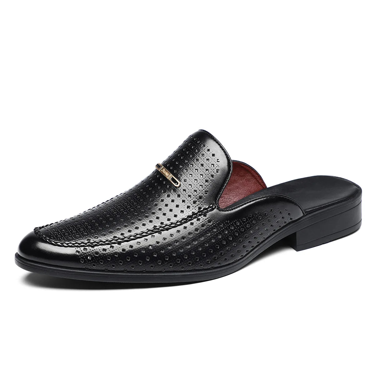 Breathable Perforated Leather Mules Shoes