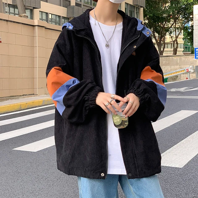 Oversized Loose Hoodie Patchwork Jacket