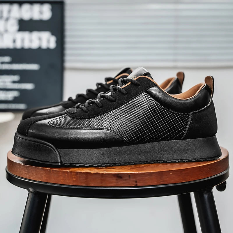 Perforated Leather Panels Platform Sneakers